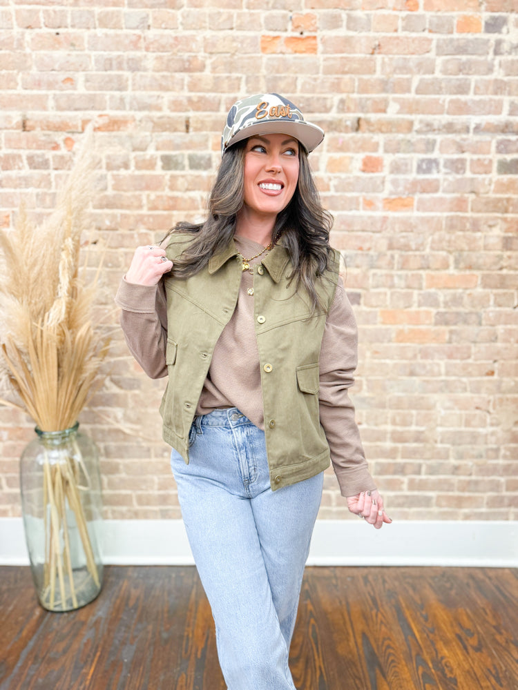 Winnie Barn Vest-Olive