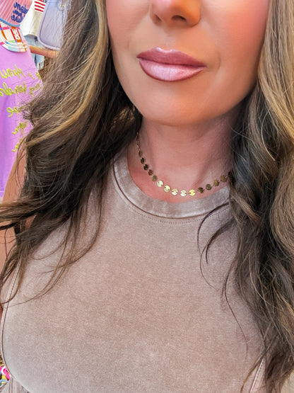 Non Tarnish Gold Mirror Disk Necklace