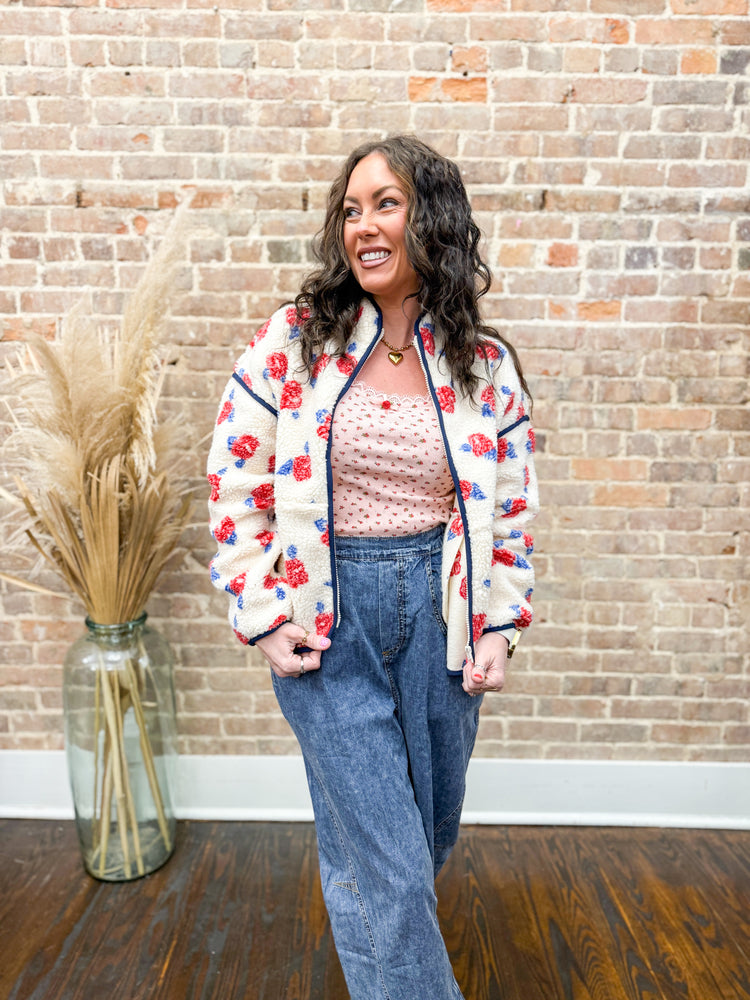 Everlynn Sherpa Jacket-Red