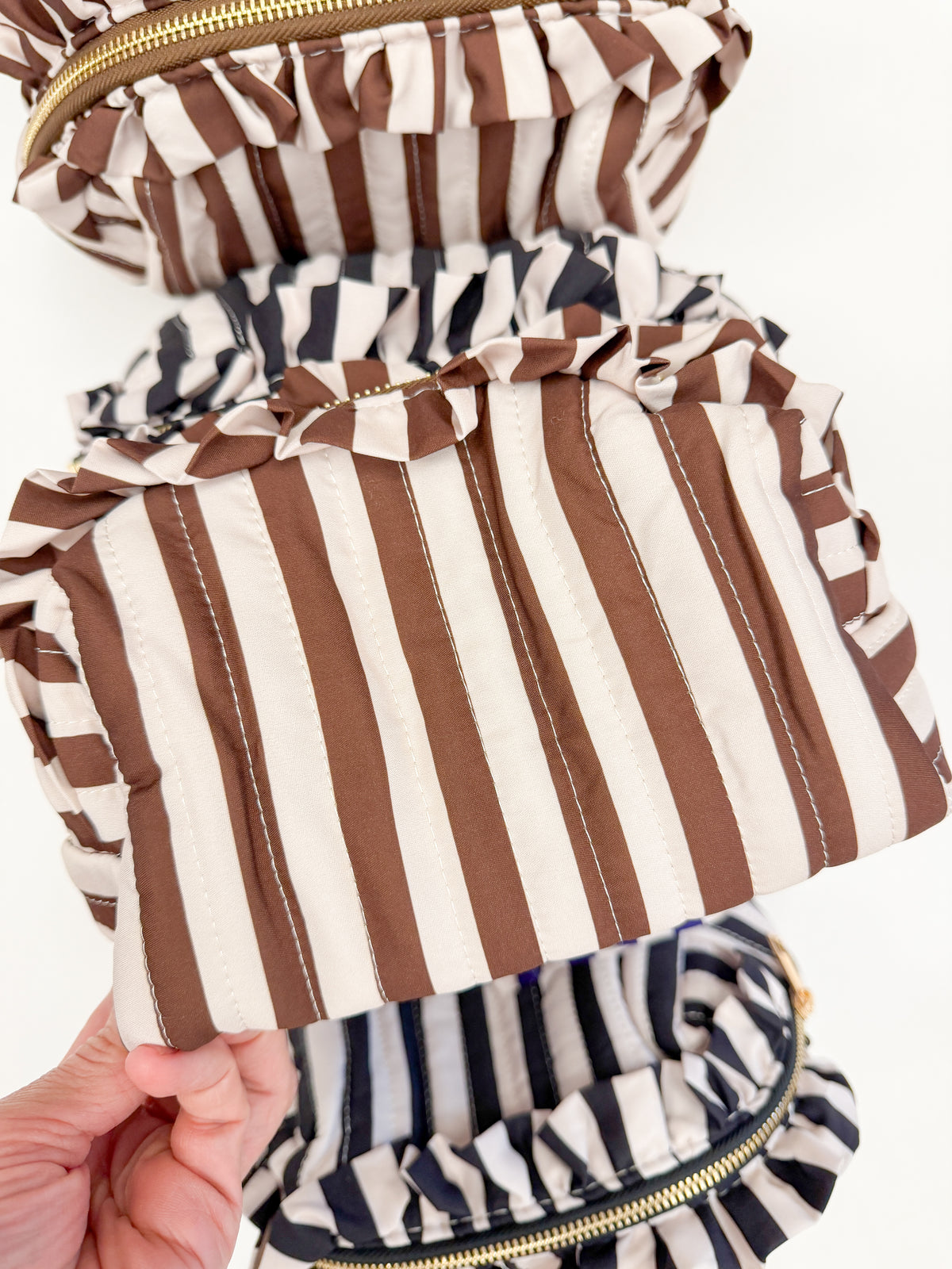 Striped Ruffle Pouch
