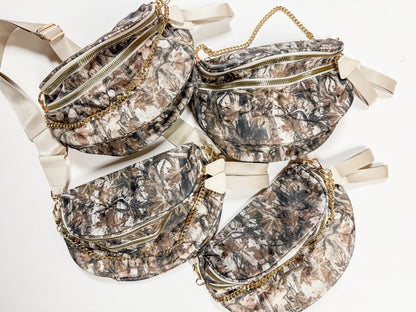 Camo Double Zipper Crossbody Bag