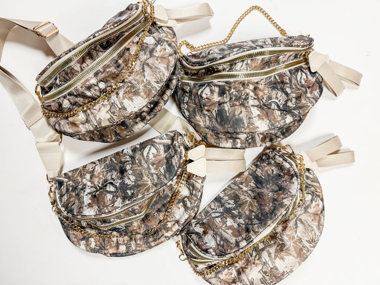Camo Double Zipper Crossbody Bag
