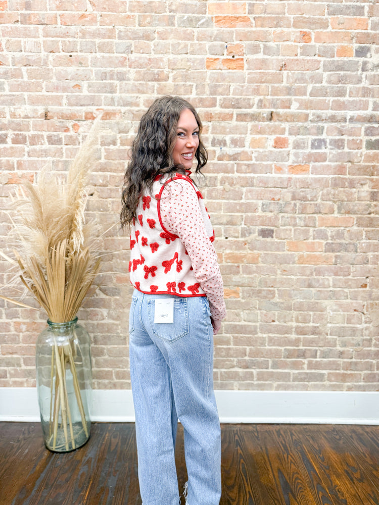 Brinley Textured Vest-Red Bow