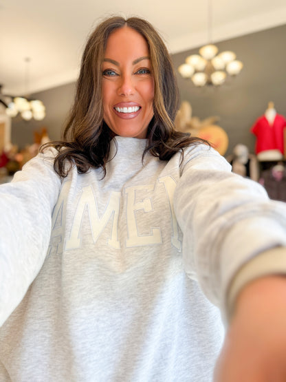 Amen Mock Neck Sweatshirt-Ice Grey