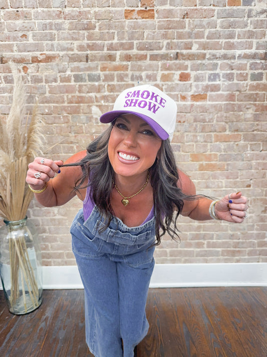 Smoke Show Canvas Hat-Purple