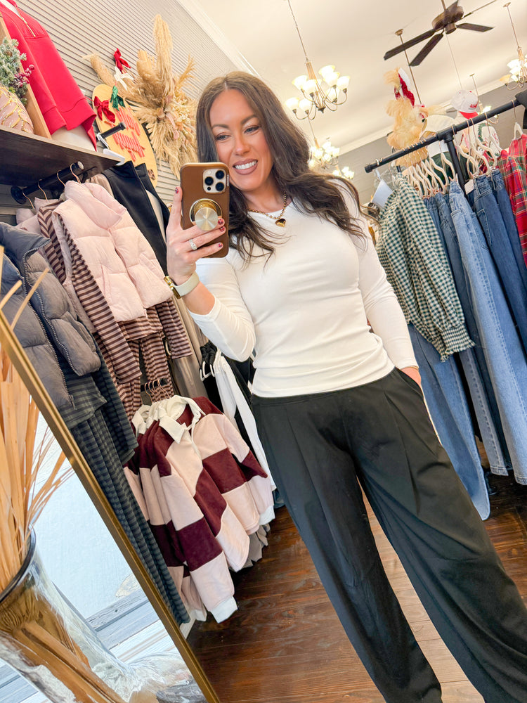 Bradley Ribbed Top-White