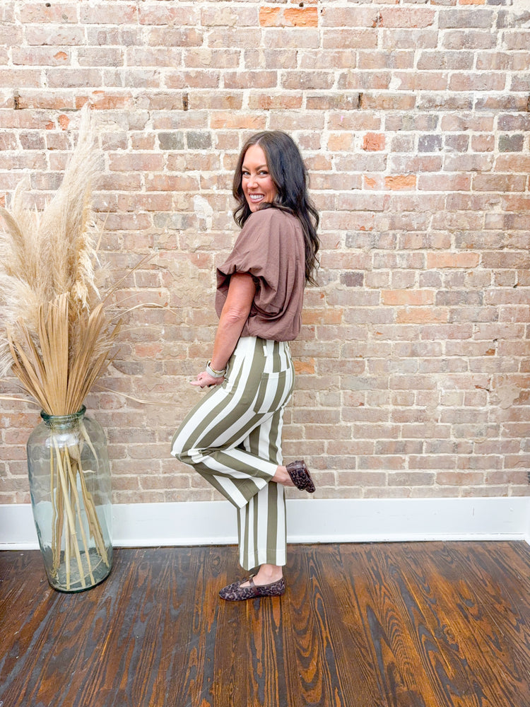 Polly Cropped Bubble Top-Espresso