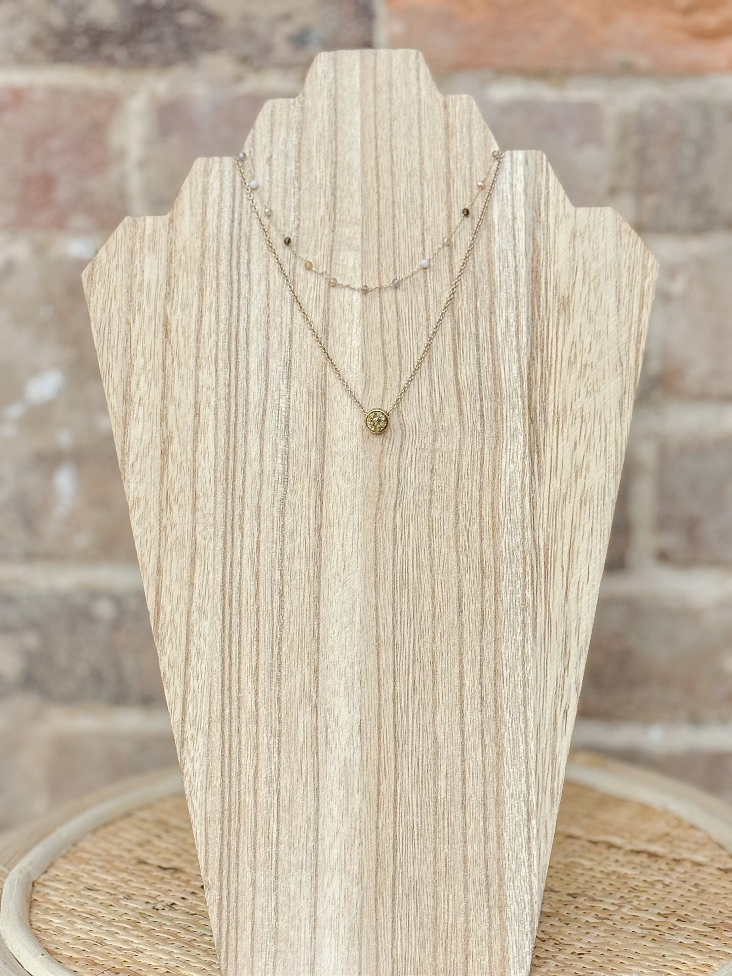 Druzy Circle Stone Necklace