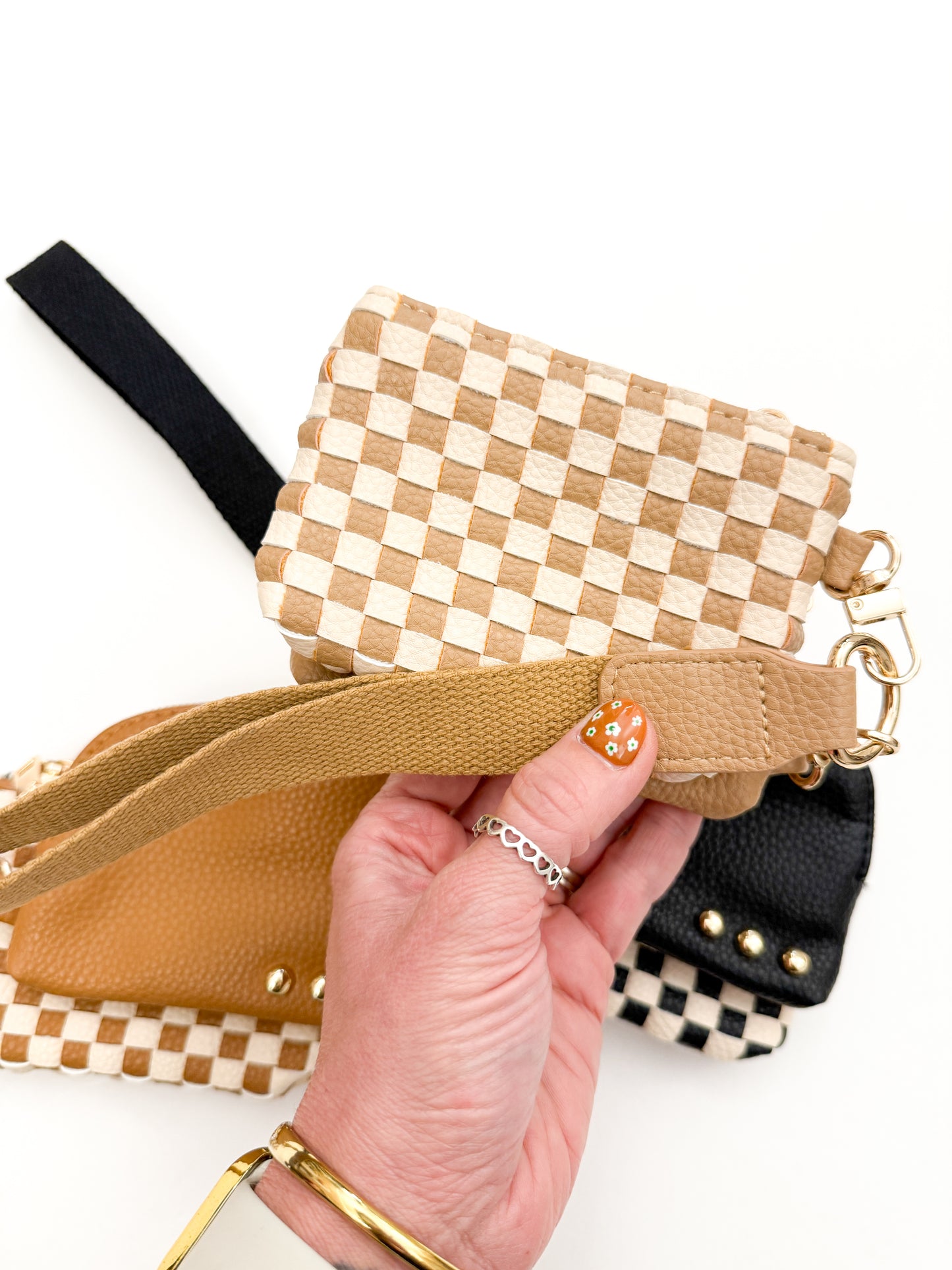 Wonderlust Woven Checkered Wristlet