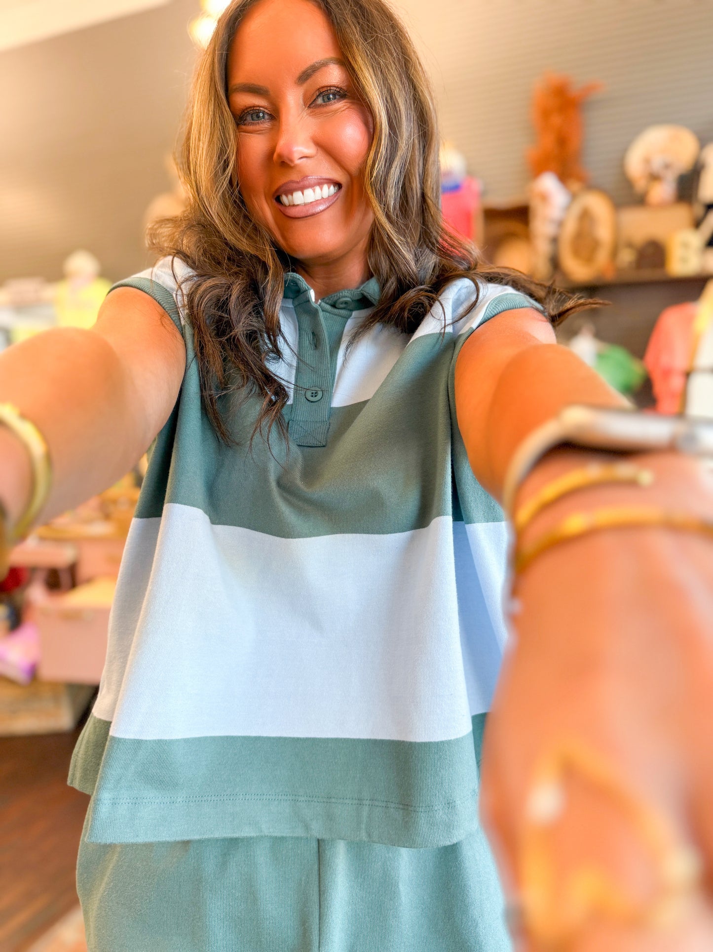 Billie Stripe Set-Sage/Mint