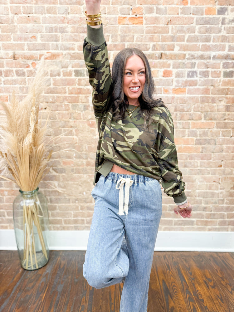 Lynlee Printed Sweatshirt-Camo
