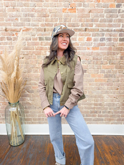 Winnie Barn Vest-Olive