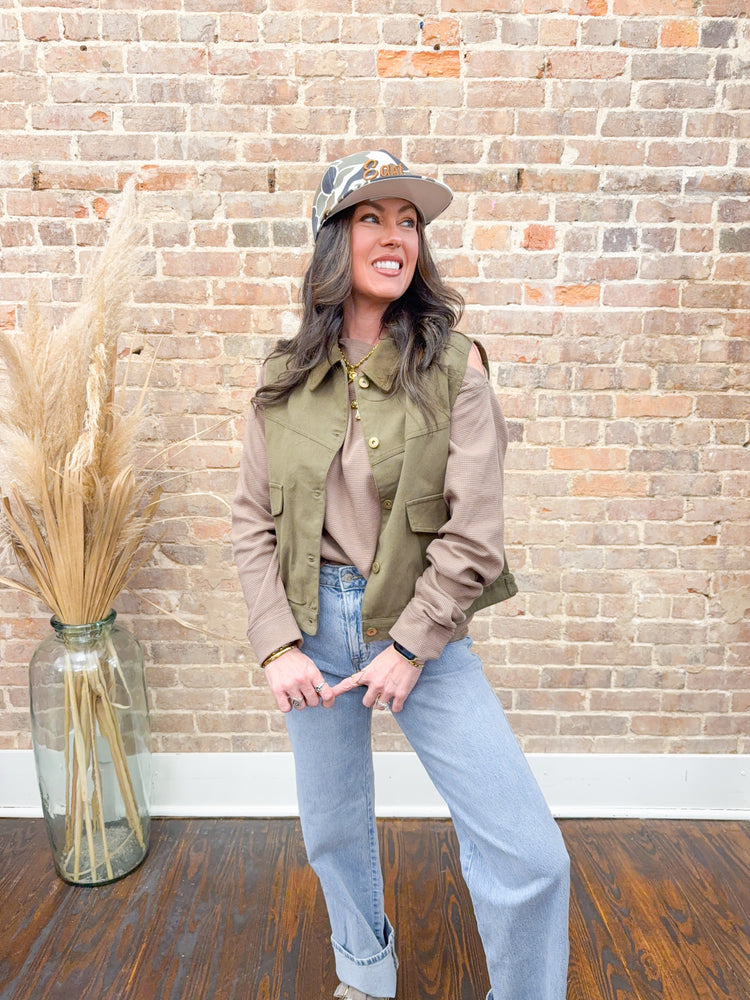 Winnie Barn Vest-Olive