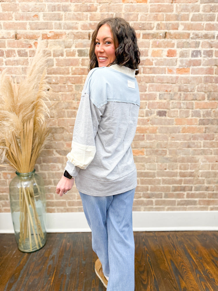 Audrey Colorblock Top-Blue