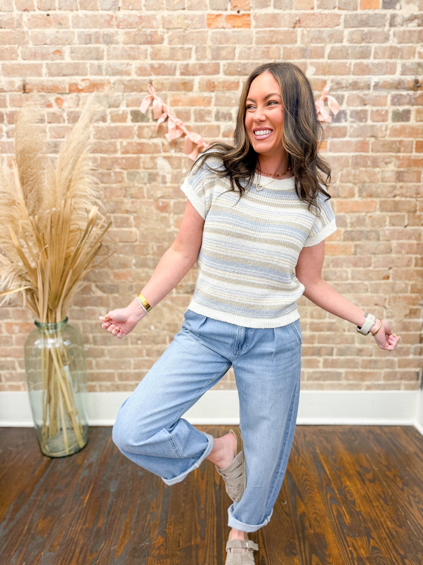 Annie Striped Sweater-Light Blue