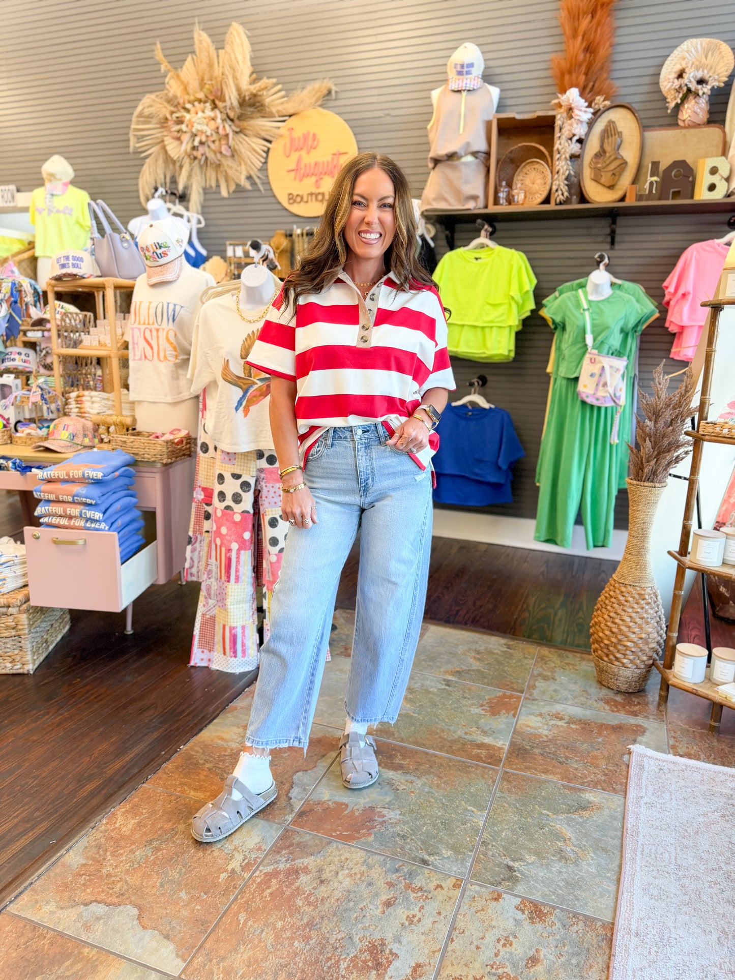 Emerson Striped Top-Red