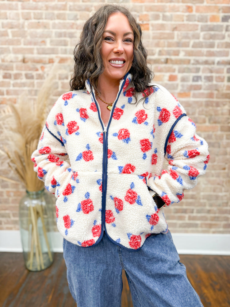 Everlynn Sherpa Jacket-Red