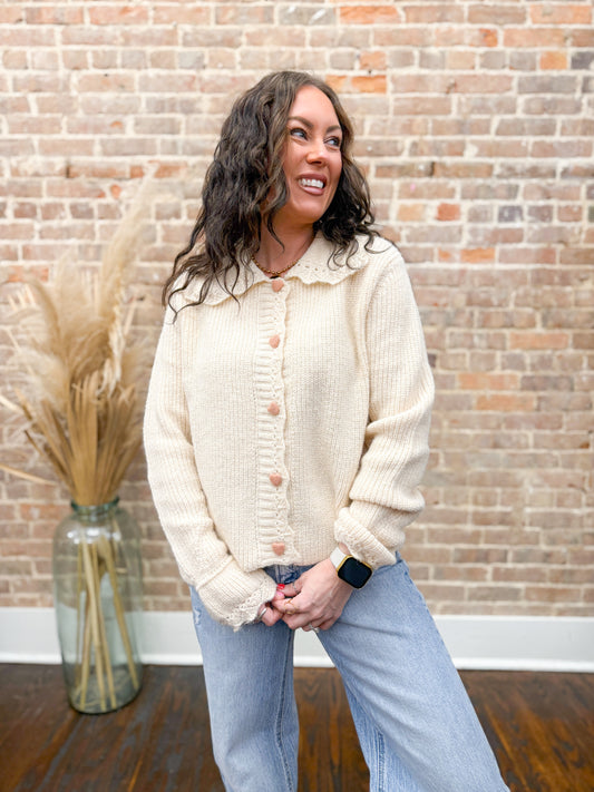 Nova Heart Cardigan-Cream