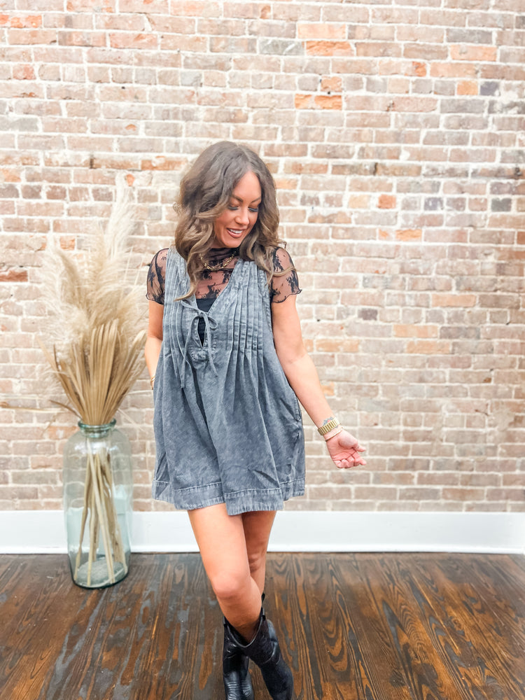 Dixie Denim Romper-Black