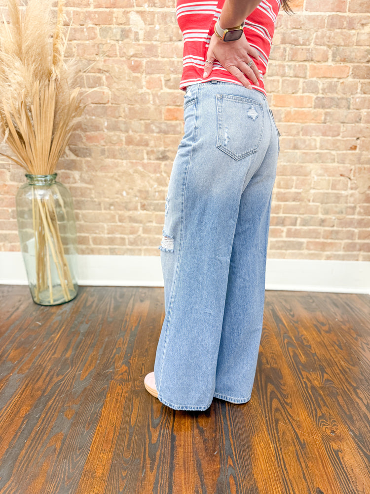 Henderson Distressed Wide Leg Jeans