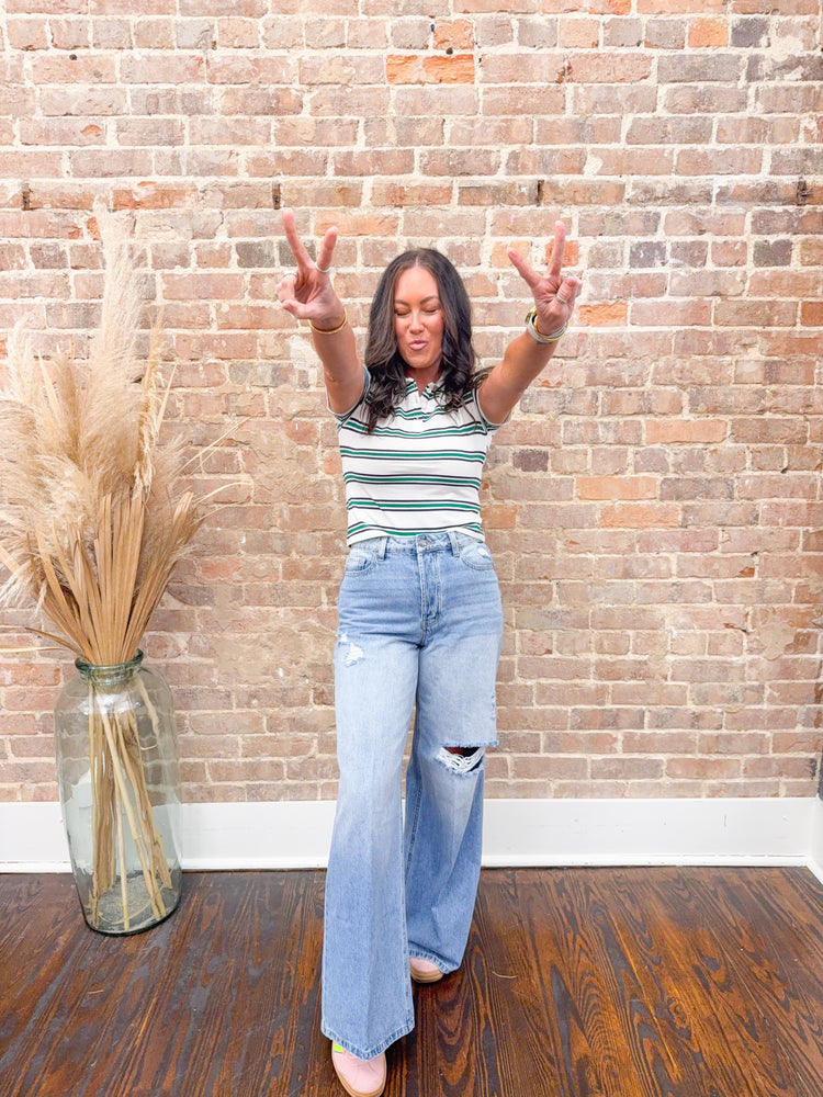 Henderson Distressed Wide Leg Jeans
