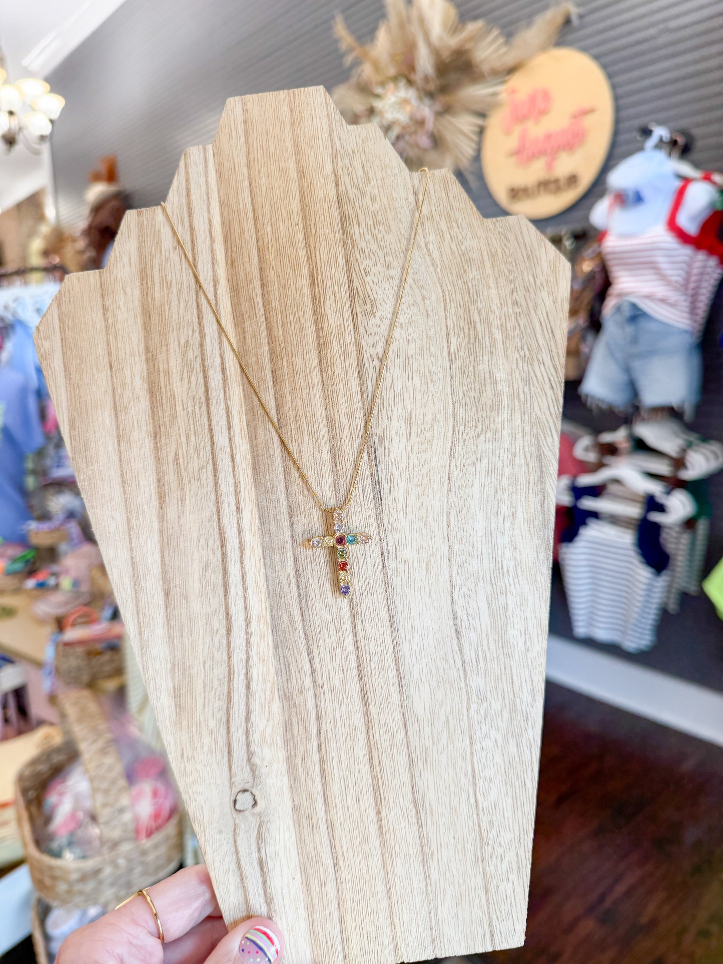 Non Tarnish Colorful Cross Necklace