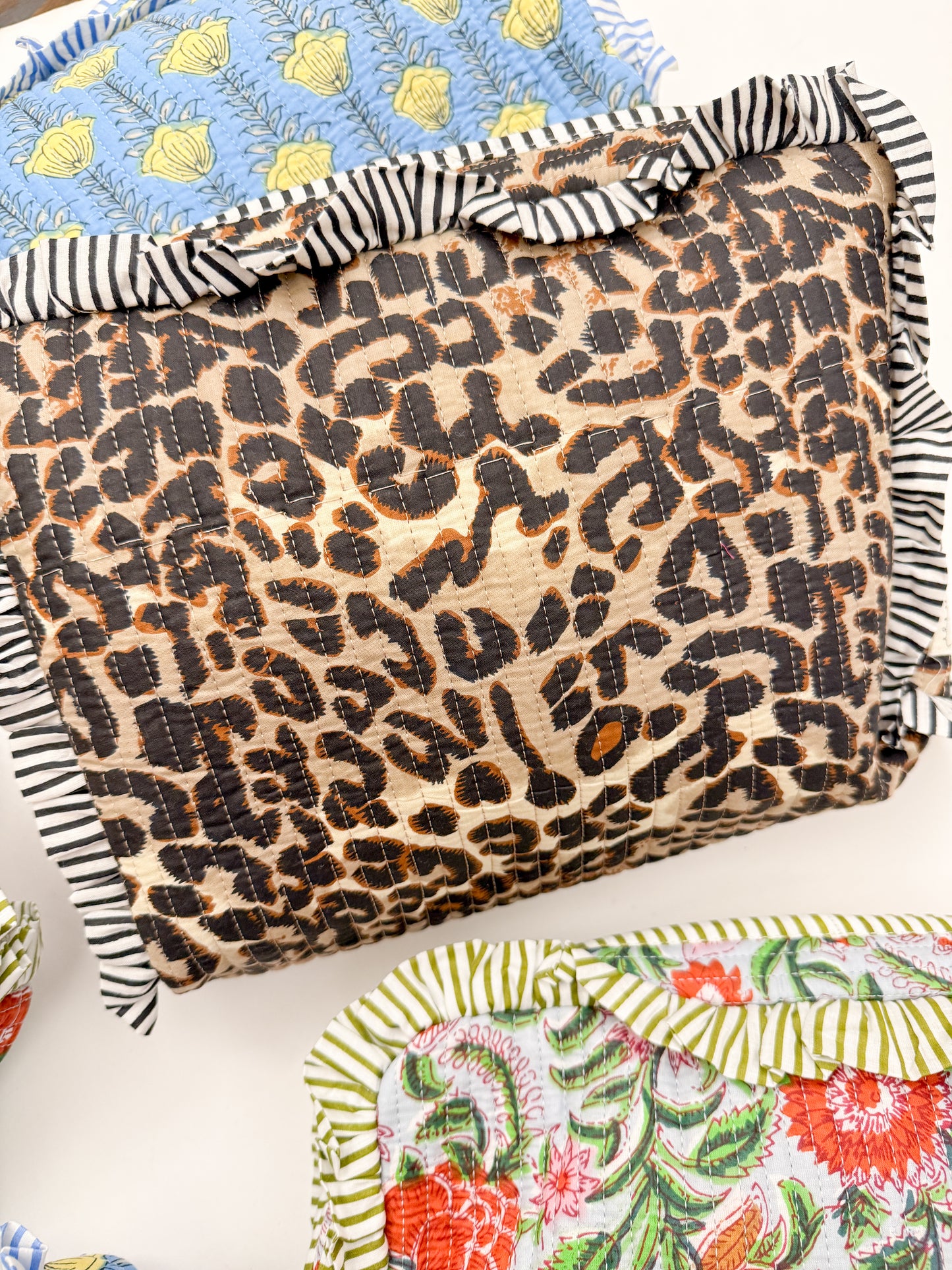 Quilted Ruffle Pouch