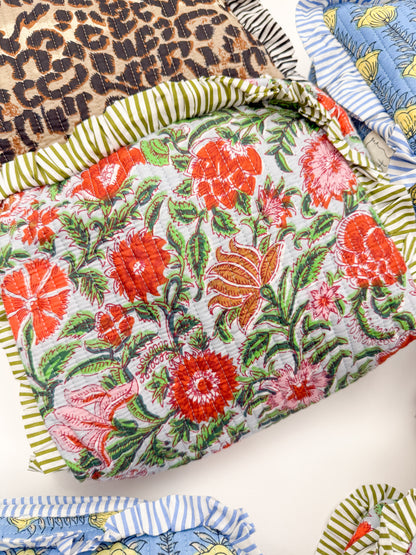 Quilted Ruffle Pouch