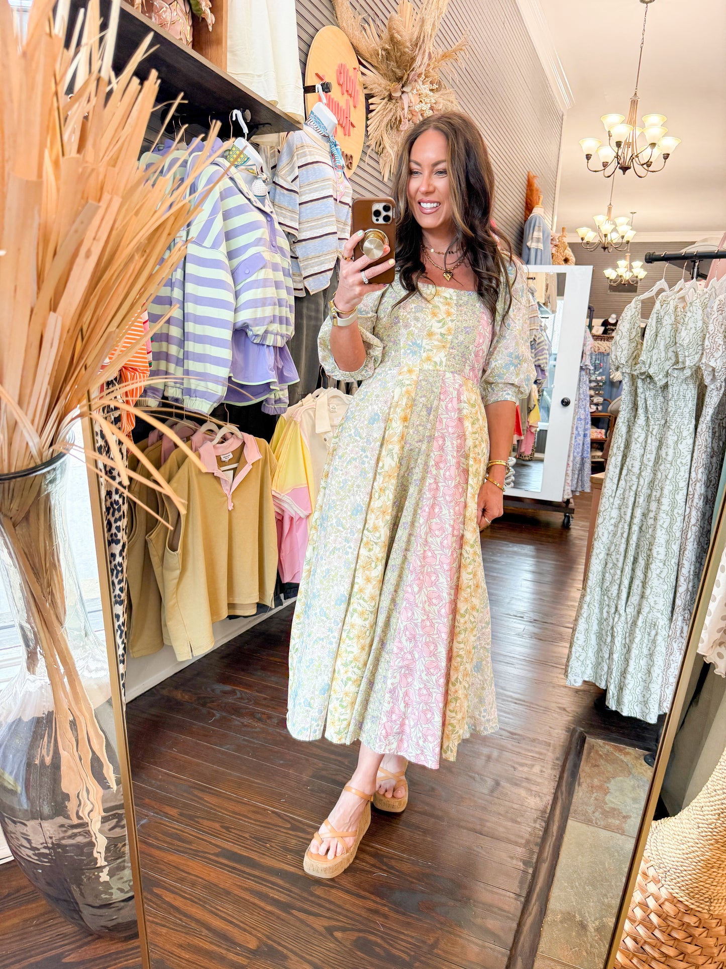 Emmie Mixed Florals Midi Dress