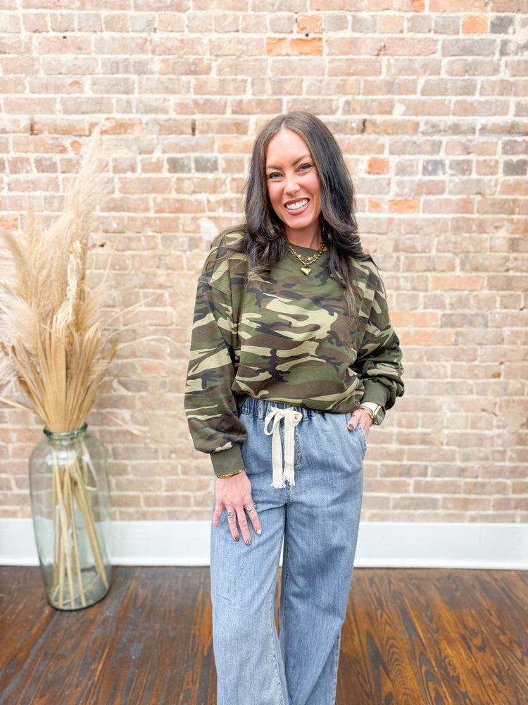 Lynlee Printed Sweatshirt-Camo