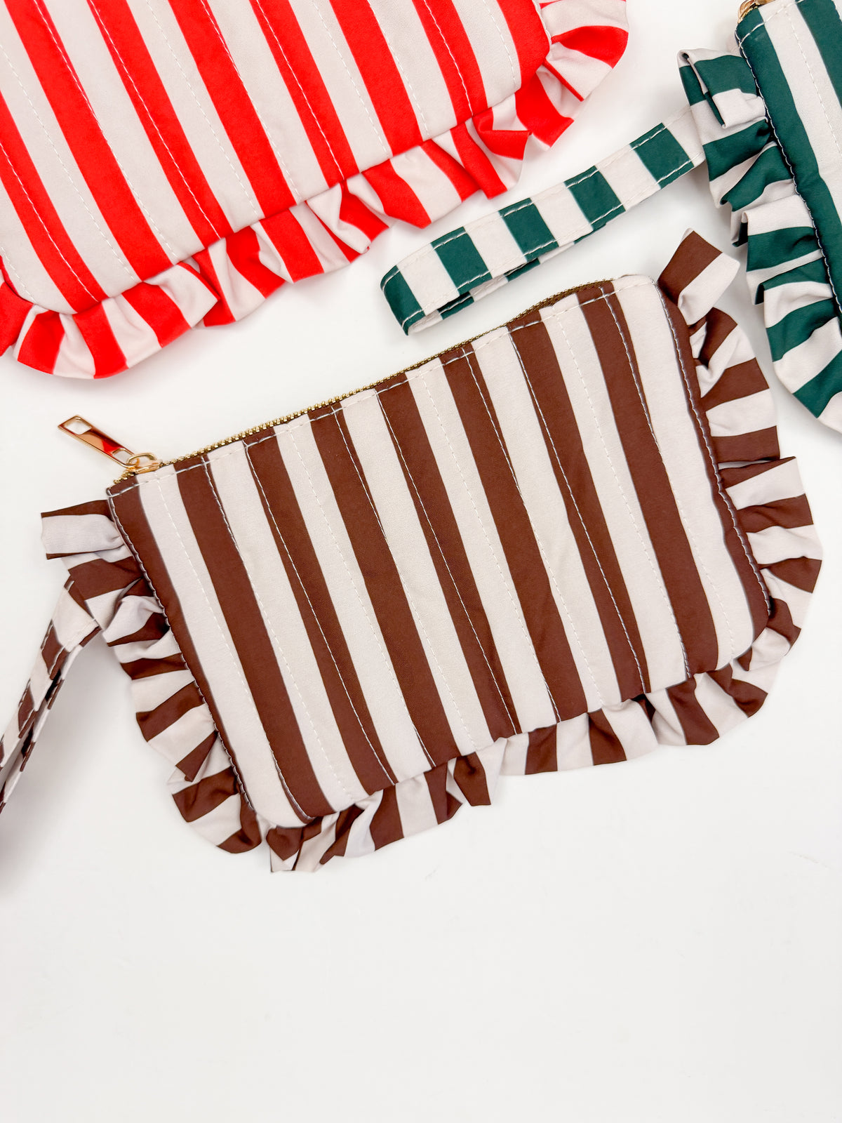 Ruffle Stripe Wristlet