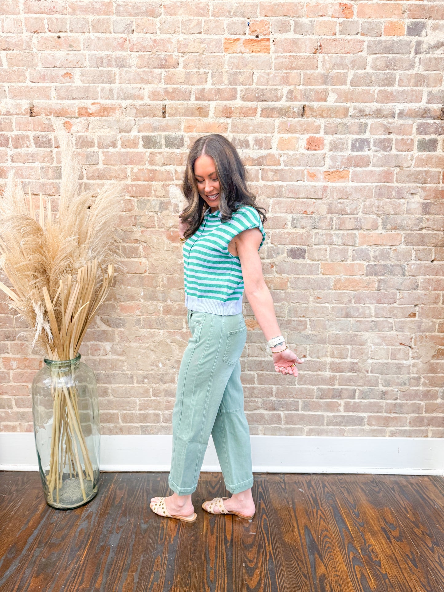 Benny Barrel Jeans-Sage