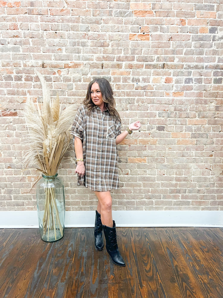 Stella Flannel Dress-Mocha