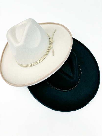 Wide Brim Felt Hat-Black