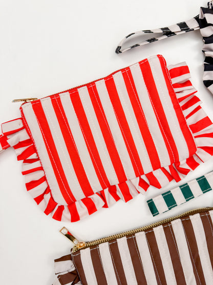 Ruffle Stripe Wristlet