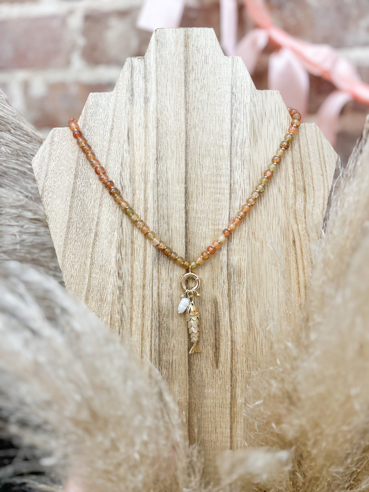 Beaded Fish Pendant Necklace
