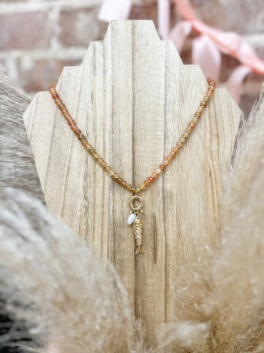 Beaded Fish Pendant Necklace