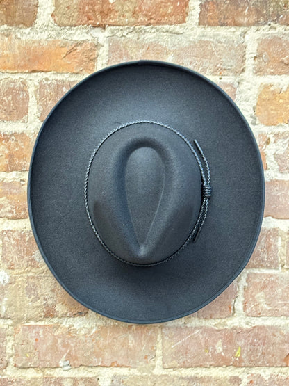 Wide Brim Felt Hat-Black