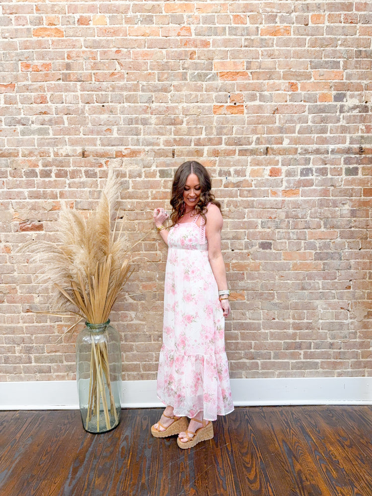 Olivia Floral Maxi Dress-Pink