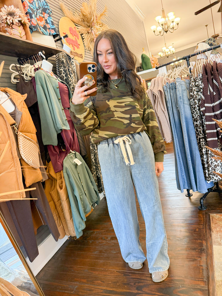 Lynlee Printed Sweatshirt-Camo