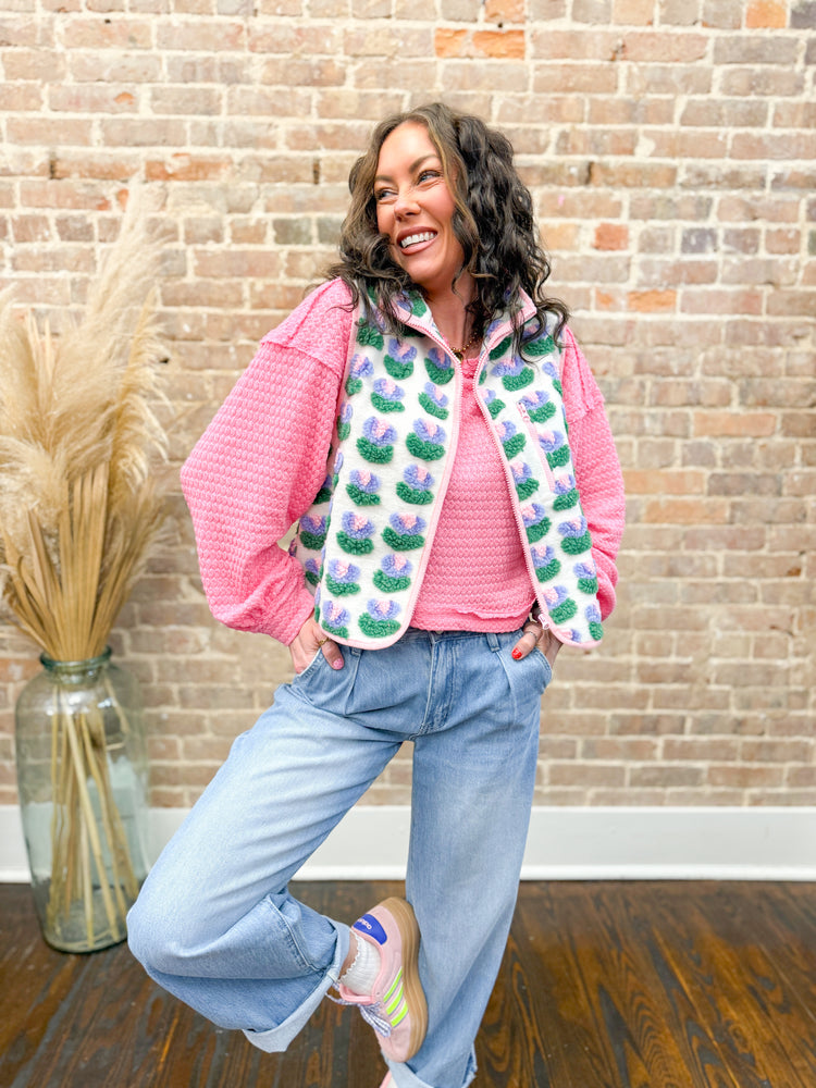 Brinley Textured Vest-Cream Tulip