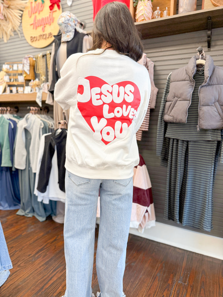 Jesus Loves You Sweatshirt-Ivory
