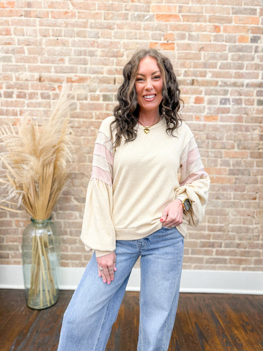 Evelyn Colorblock Top-Oatmeal