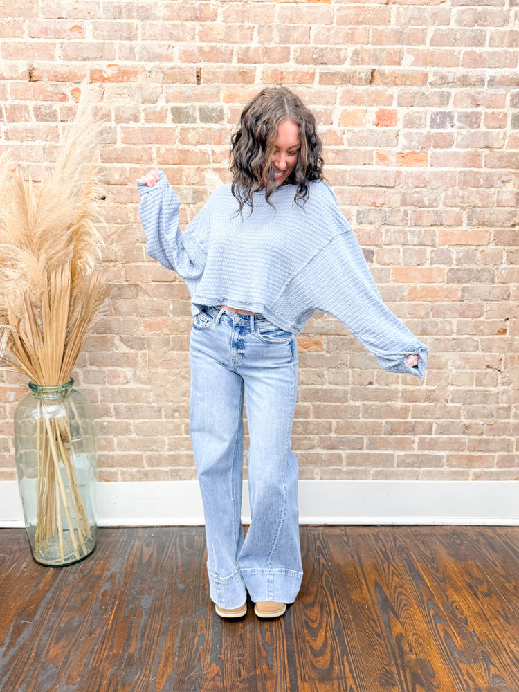 Willow Waffle Top-Blue