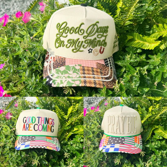PRE-ORDER Patchwork Puff Embroidered Hats