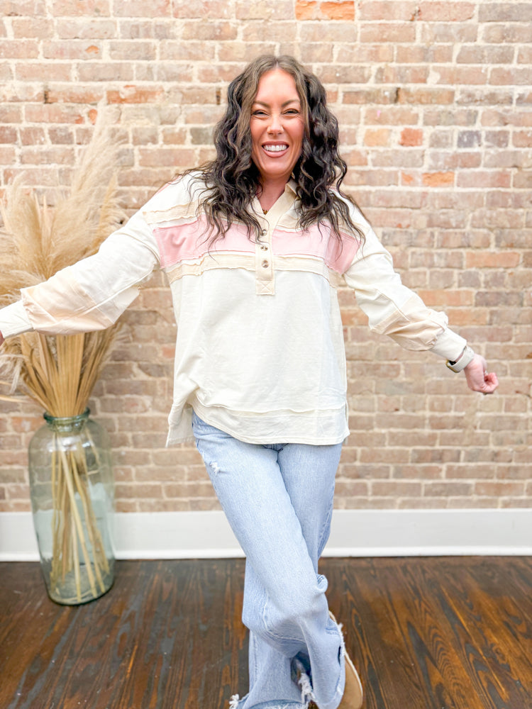 Audrey Colorblock Top-Pink