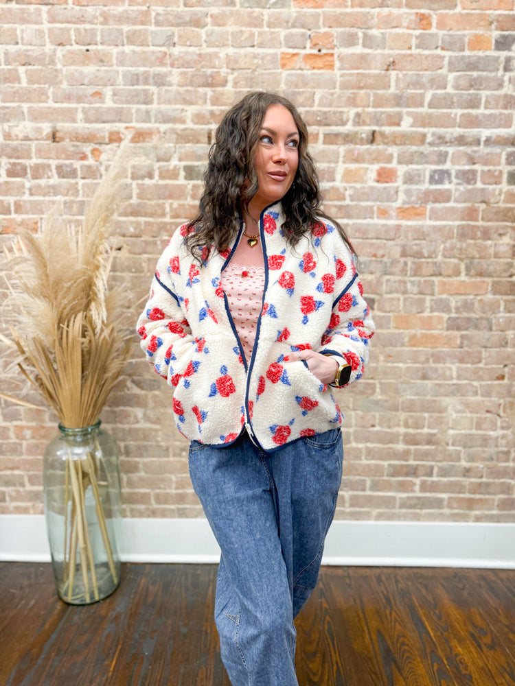 Everlynn Sherpa Jacket-Red