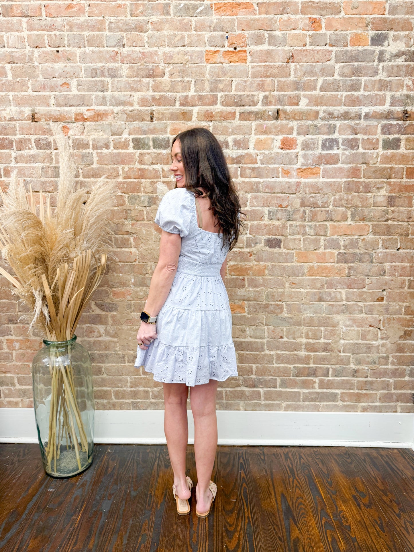 Maggie Eyelet Dress - Blue