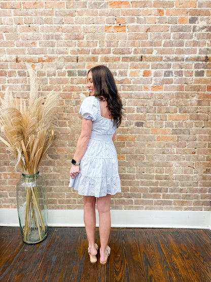 Maggie Eyelet Dress - Blue