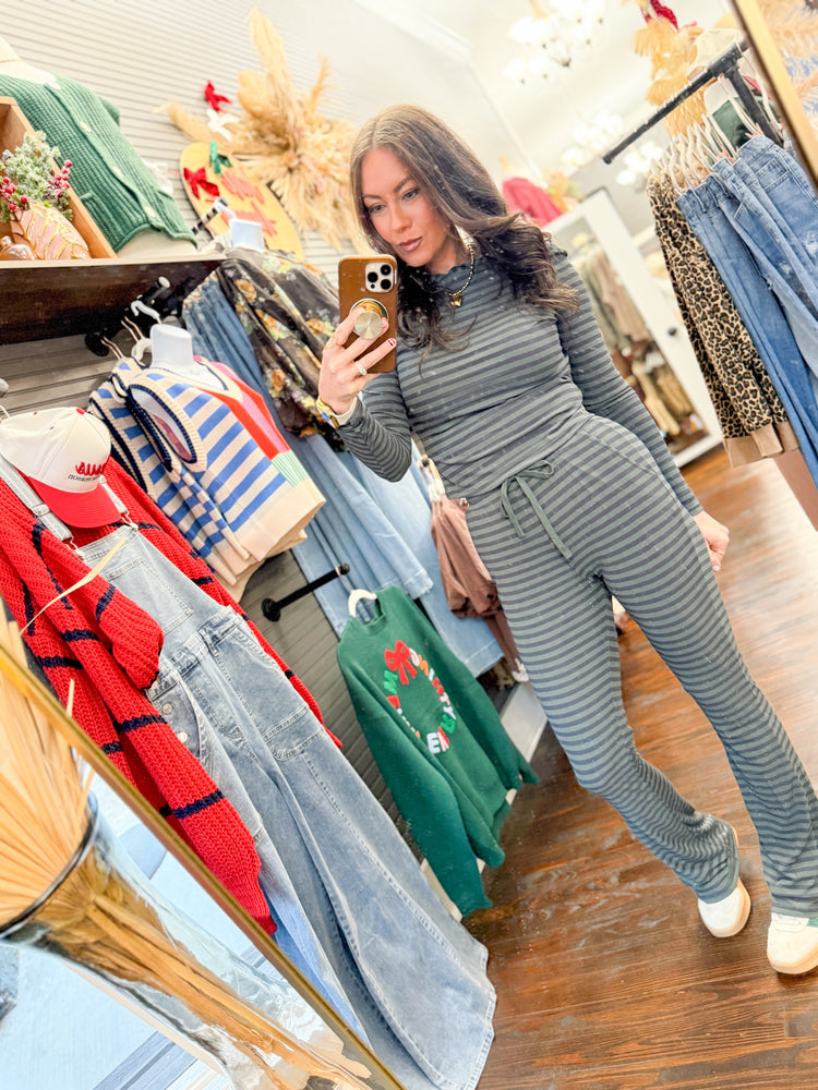 Sage Striped Set-Navy/Olive